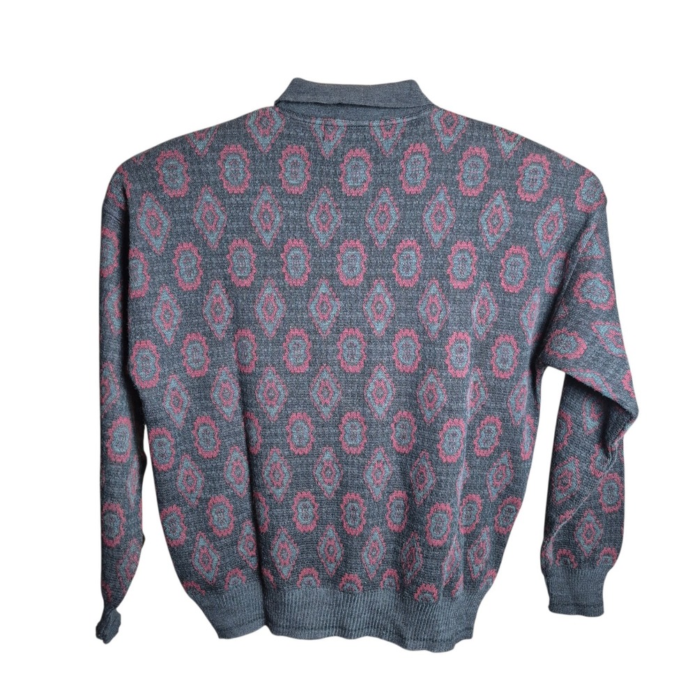 VTG The Italian Sweater Co Men's XL Knit‎ Polo Sweater Made in Italy Geometric - Picture 3 of 5